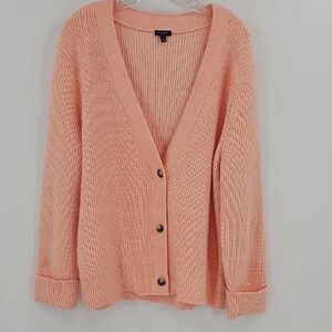 Talbots Peach Button-Up Cardigan Sweater